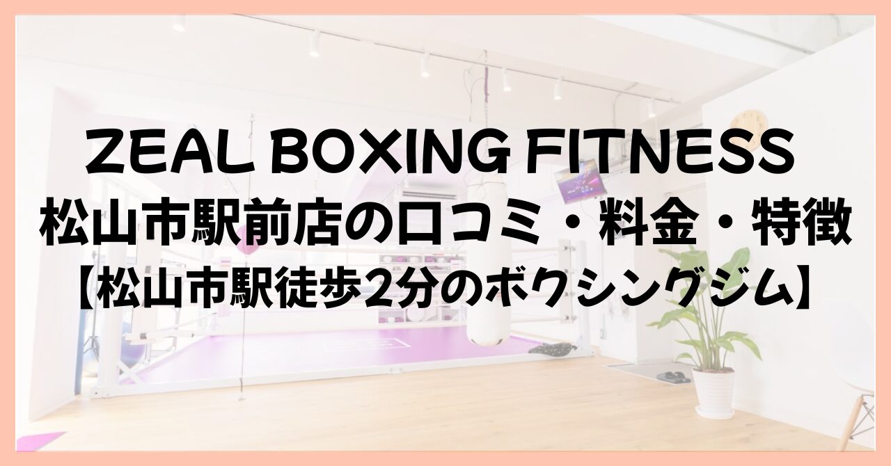 ZEAL BOXING FITNESS 松山市駅前店の口コミ・料金・特徴【松山市駅徒歩2分のボクシングジム】