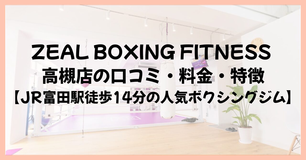 ZEAL BOXING FITNESS 高槻店の口コミ・料金・特徴【JR富田駅徒歩14分の人気ボクシングジム】
